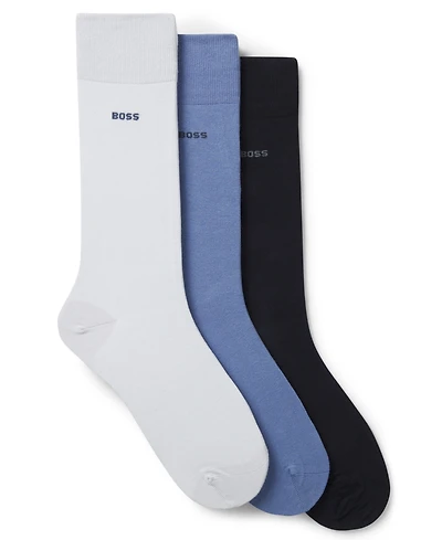 Hugo Boss Men's Solid Regular Length Socks, 3-Pack