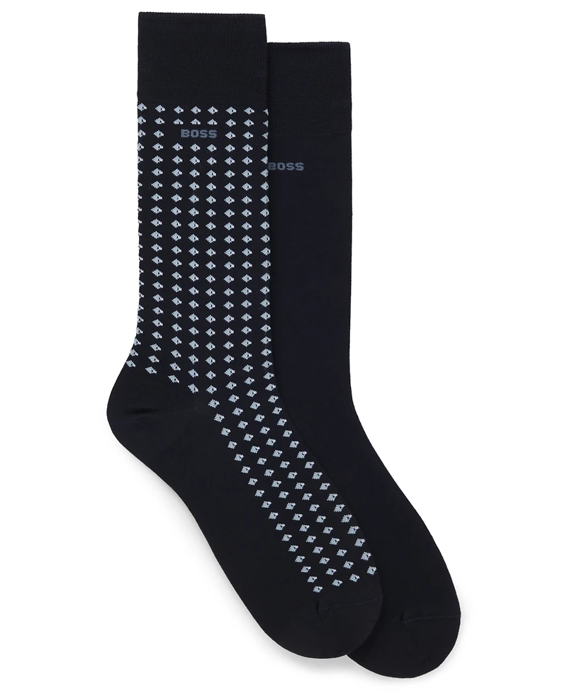 Hugo Boss Men's Mini Pattern Line and Dots Socks, 2-Pack