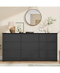 Gaomon Wooden Dresser with 9 Drawers, Tall Modern Closet with Deep Storage, Large Chest of Drawers with Wide Top