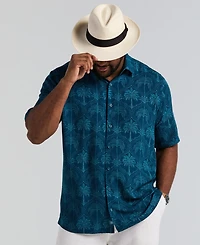 Cubavera Men's Big & Tall Medallion Palm Print Shirt
