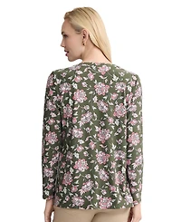 Jones New York Petite Long-Sleeve Henley Neck Top