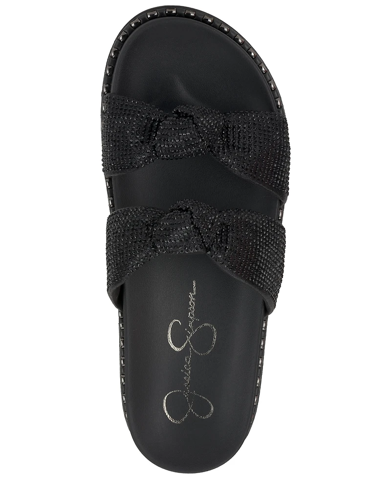 Jessica Simpson Women's Caralyna Rhinestone Knotted Footbed Sandals