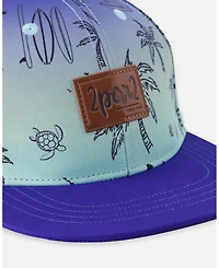 Deux par Deux Boy Cap Blue Beach Print