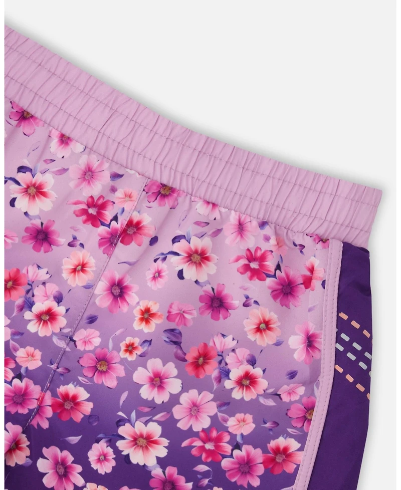 Deux par Girl Athletic Shorts Polyester Mauve Floral Gradient