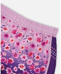 Deux par Girl Athletic Shorts Polyester Mauve Floral Gradient