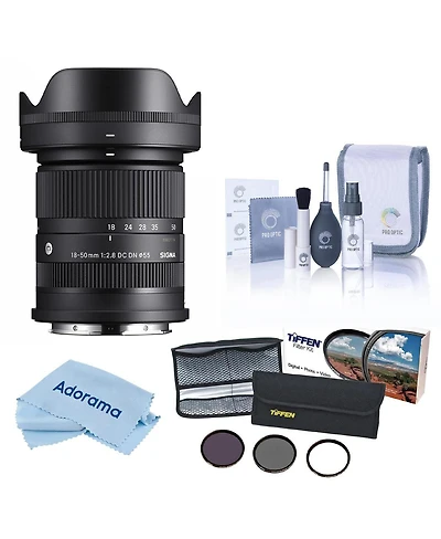 Sigma 18-50mm f/2.8 Dc Dn Contemporary Lens for Sony E, Bundle with 55mm Essential Filter Kit, Cleaning Kit and Cleaning Cloth