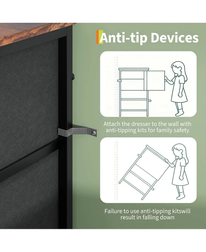 gaomon 63" Tv Stand with 8 Fabric Drawers and Led Lighting, Steel Frame Media Console for 65 70 75 Inch Televisions