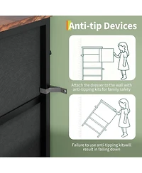 gaomon 63" Tv Stand with 8 Fabric Drawers and Led Lighting, Steel Frame Media Console for 65 70 75 Inch Televisions