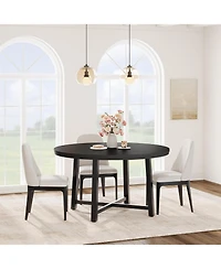 Draft - gaomon Round Dining Table, Industrial Dinner Table for 4 to 6, Wooden Kitchen with Sturdy Metal Frame