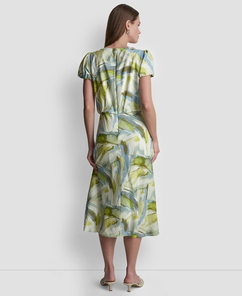 Dkny Women's Printed V-Neck Midi Dress