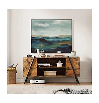 gaomon Tv Stand with Adjustable Open Shelves & Slanted Metal Legs, Modern Design