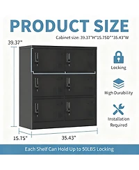 Yigii 6-Door Metal Locker with Vents, Locks, Card Slots for Home, School, Gym