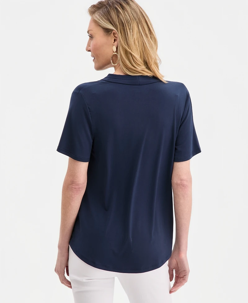 Jm Collection Women's Solid Short-Sleeve V-Neck Knit Top, Macy's Exclusive