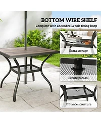 Outsunny Outdoor Dining Table, 37inches Square Patio Table with Umbrella Hole