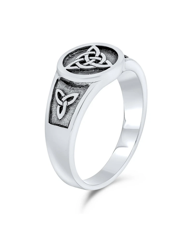 Bling Jewelry Ancient Viking Celtic Infinity Trinity Knot Triquetra Signet Ring Oxidized .925 Sterling Silver