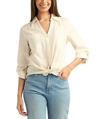 Bcx Women's Striped Button-Up Shirt