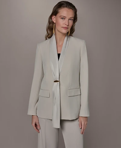Donna Karan New York Women's Draped Necktie Fitted Blazer