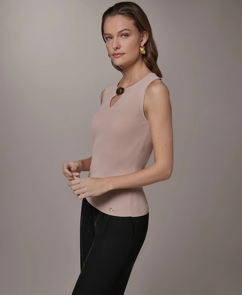 Donna Karan New York Women's Sleeveless Keyhole Sweater
