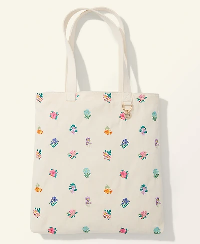 Macy's Flower Show Scattered Flower Embroidery Farmers Market Tote Bag, Macy's Exclusive