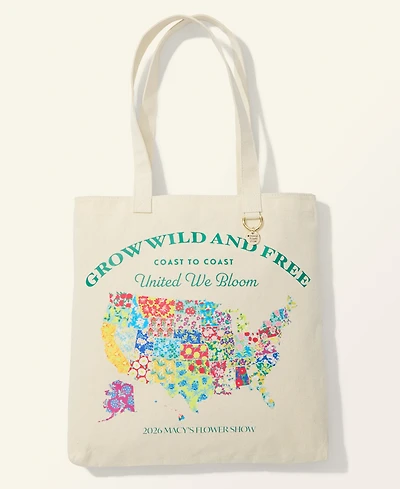 Macy's Flower Show U.s. Flower Map Farmers Market Tote Bag, Macy's Exclusive