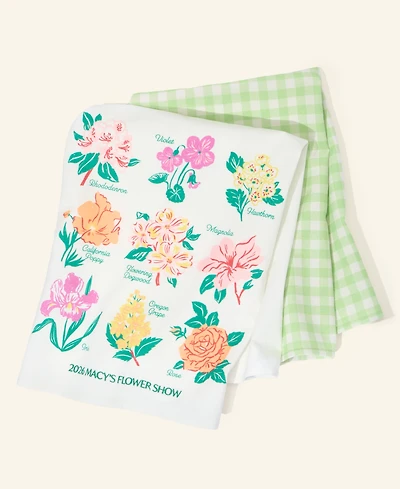 Macy's Flower Show State Flowers Print Tea Towel Set, Macy's Exclusive