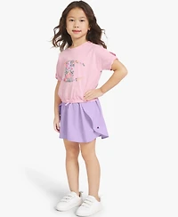 Champion Girls' 4-6X Short-Sleeve T-Shirt and Skort, 2-Piece Set