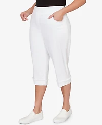 Alfred Dunner Plus Port Side Pearl Denim Super Stretch Capri Pants