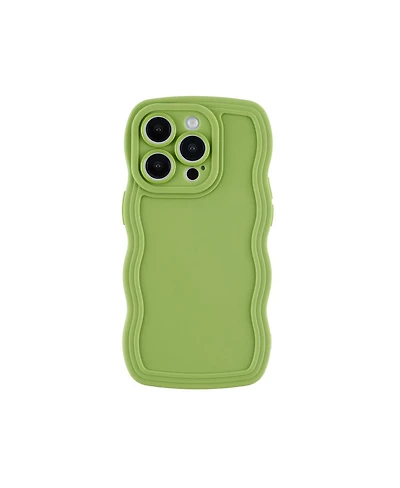 Auramma Green Plain Wavy iPhone 14 Pro Case