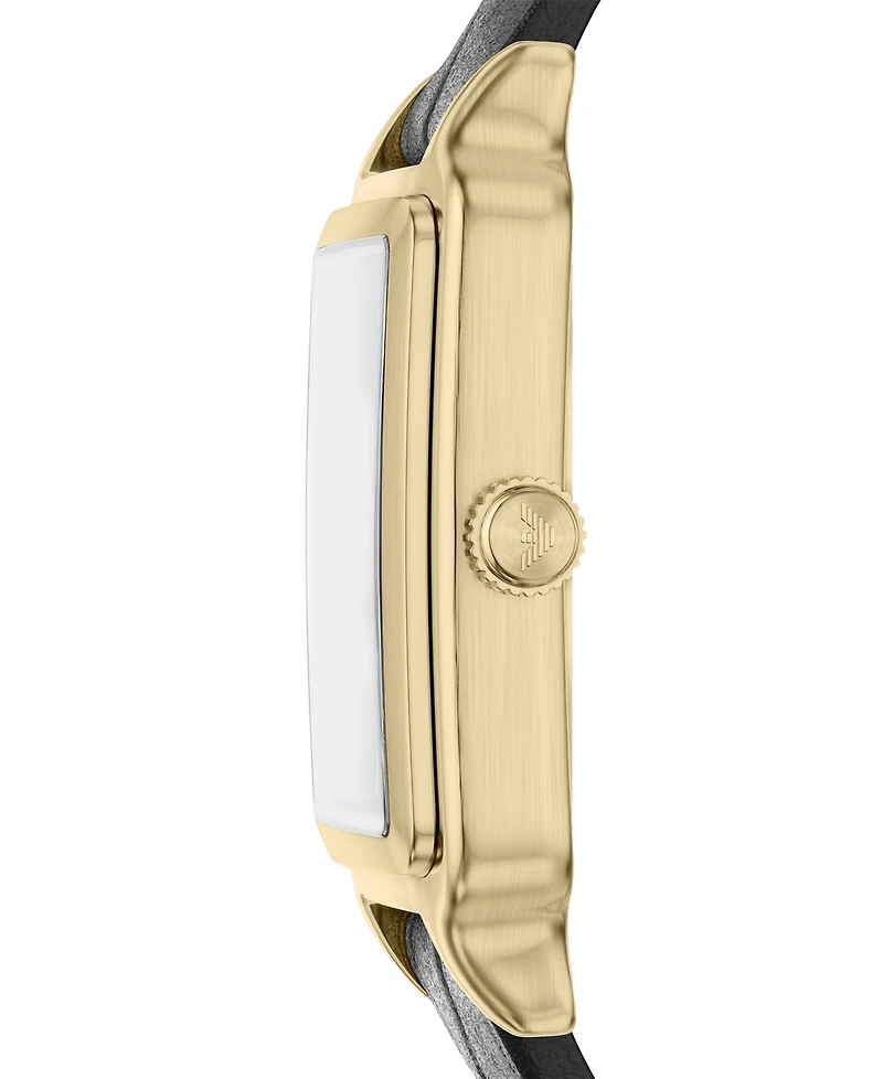 Emporio Armani Men's Quartz Three-Hand Black Leather Watch, 36mm