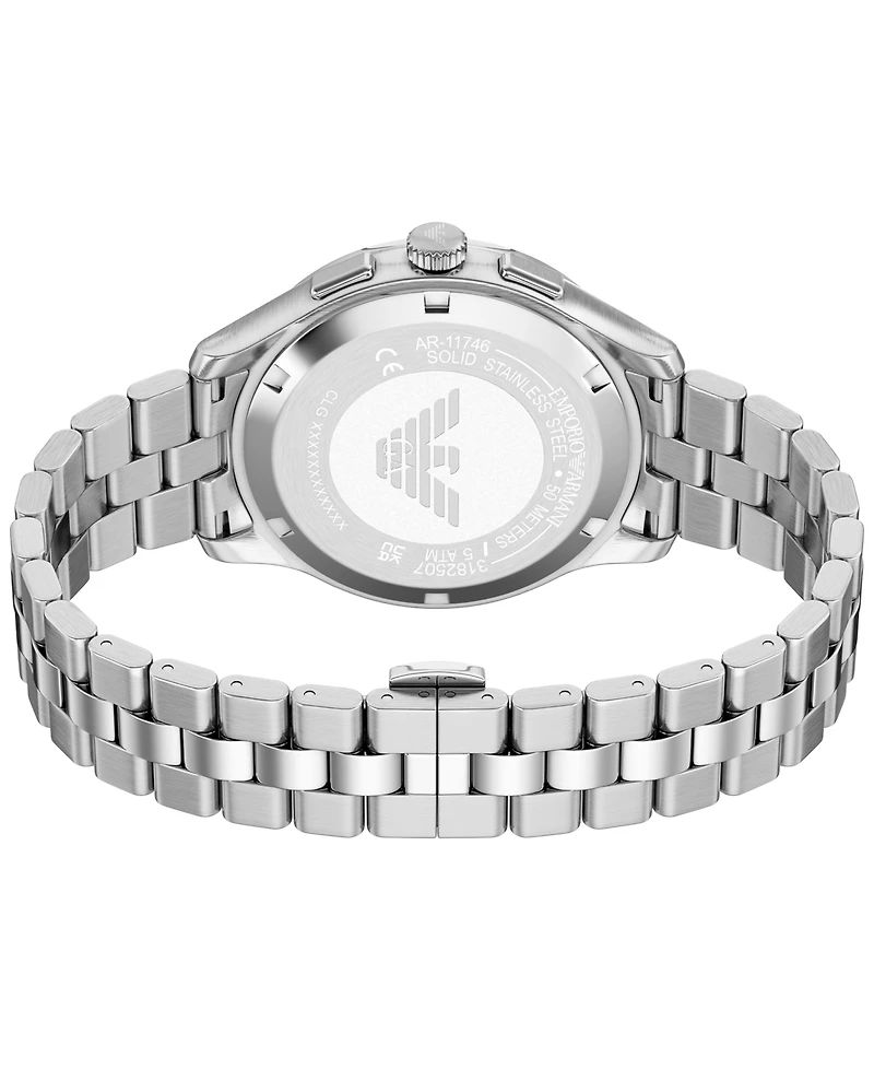 Emporio Armani Men's Quartz Chronograph Silver Stainless Steel Watch, 42mm