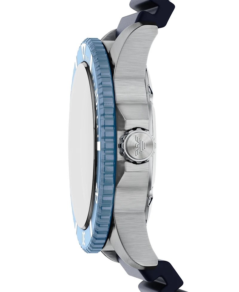 Emporio Armani Men's World Explorer Solar Three Hand Blue Silicone Watch, 42mm