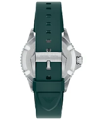 Emporio Armani Men's World Explorer Solar Three Hand Green Silicone Watch, 42mm