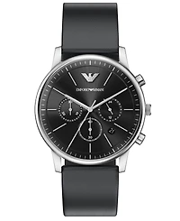 Emporio Armani Men's Quartz Chronograph Black Leather Watch, 42mm