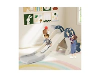 Slickblue Indoor Outdoor Baby Slide Climber Playset with Basketball Hoop