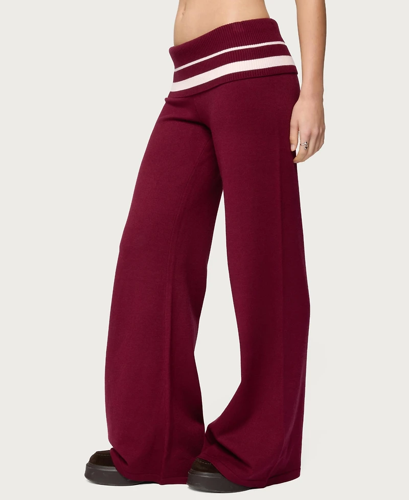 Edikted Women's Kaliya Stripey Foldover Knit Pants