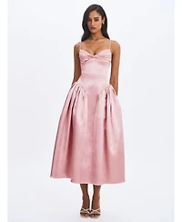 Miss Circle Women's Tullia Dusty Rose Satin Ruched Midi Dress