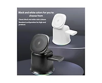 Risokeys 3-in-1 Wireless Charger with Charging Port - Compatible with Phone, Earphones and Watch, Magnetic Stand with MagSafe