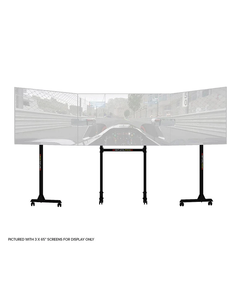 Next Level Racing Round Tube Freestanding Triple Monitor Stand, Black