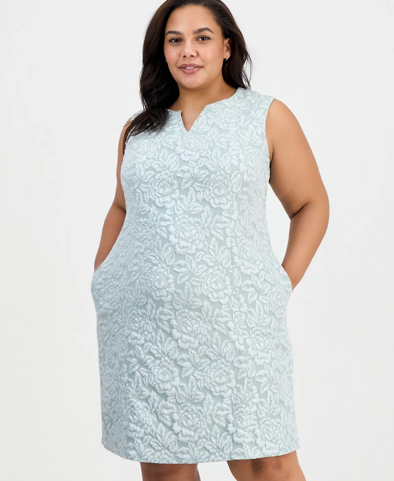 Connected Plus Cloquet Cutout-Neck Sheath Dress