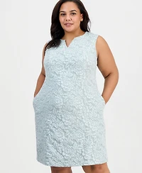 Connected Plus Cloquet Cutout-Neck Sheath Dress
