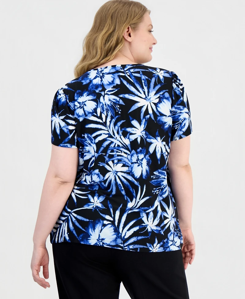 Anne Klein Essentials Plus Tulip-Sleeve Knit Top