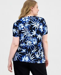 Anne Klein Essentials Plus Tulip-Sleeve Knit Top