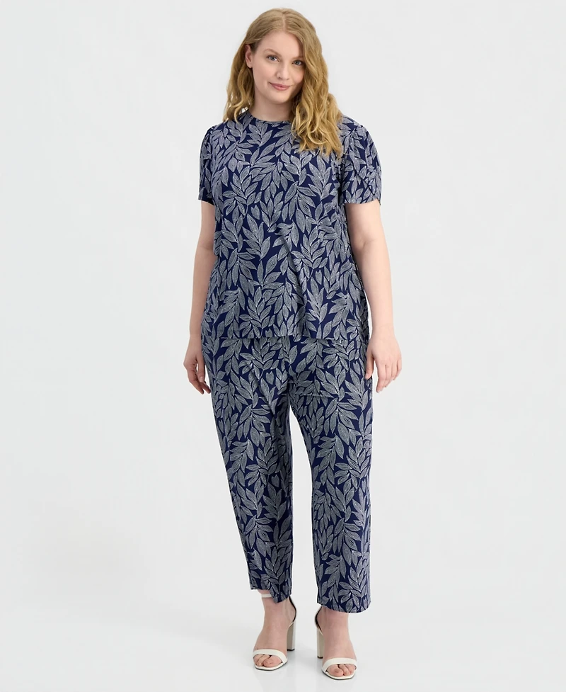 Anne Klein Essentials Plus Tulip-Sleeve Knit Top