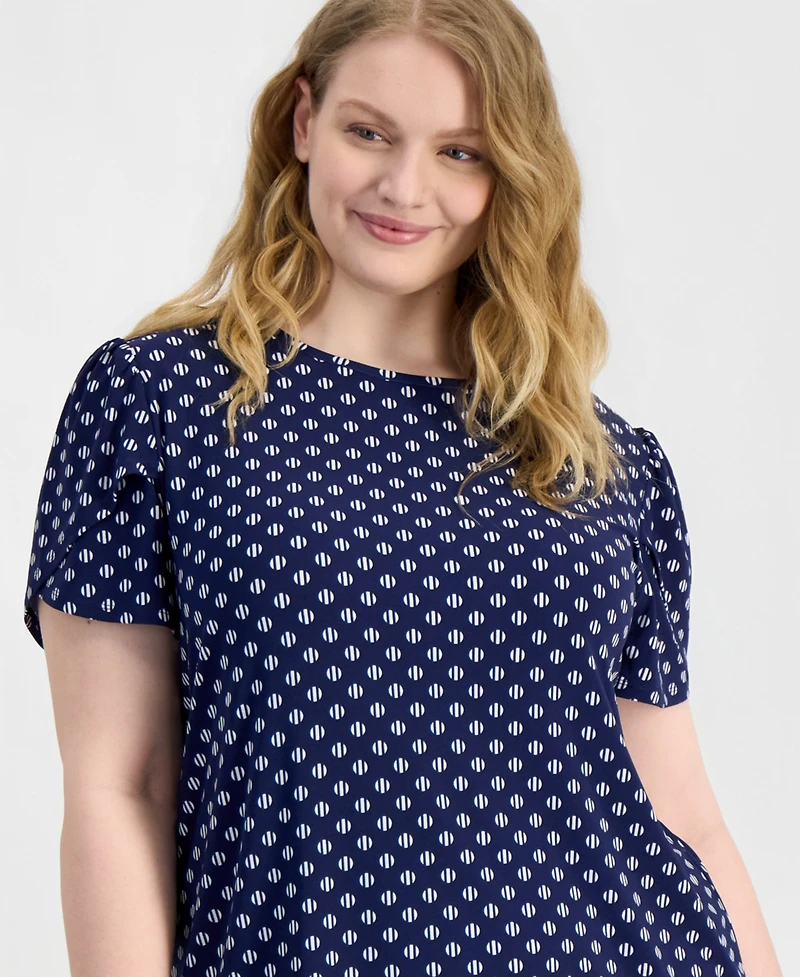 Anne Klein Essentials Plus Tulip-Sleeve Knit Top