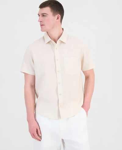 Sun + Stone Men's Garment Dyed Linen Blend Hero Shirt, Macy's Exclusive