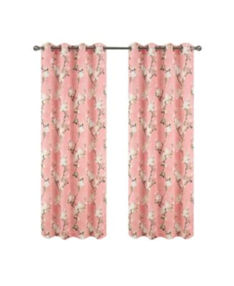 Olivia Gray 100 Polyester 200 Gsm Blossom Printed Blackout Grommet Curtain Panel 54 X22 X 84 X22 Blush