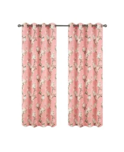 Olivia Gray 100 Polyester 200 Gsm Blossom Printed Blackout Grommet Curtain Panel 54 X22 X 84 X22 Blush