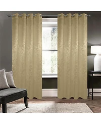 Olivia Gray 100% Polyester 200 Gsm Dyson Embossed Blackout Grommet Curtain Panel 54" x 90" Gold