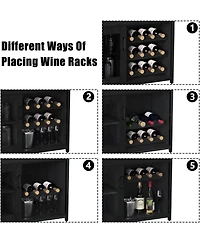 gaomon 3-Tier Wine Bar Cabinet with Detachable Wine Rack and Drawer Industrial Sideboard and Buffet Cabinet with Glass Holder and Mesh Door