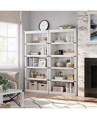 gaomon 67.4" Tall 5-Tier Farmhouse Bookcase – Wooden Bookshelf with Open Display Shelves and Storage, Freestanding Home Office, Living Roo